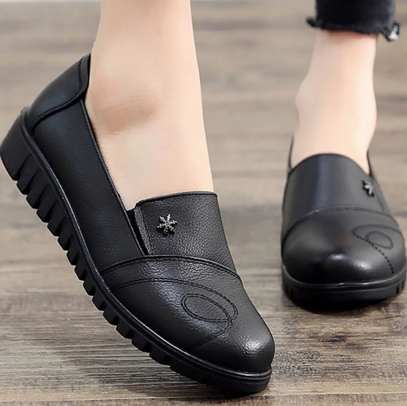 Karolay Dames Loafer - Bloem-Zwart