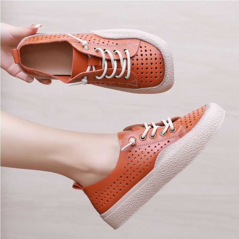 Karoli Dames Vierkante Neus Platform Sneakers - Groen
