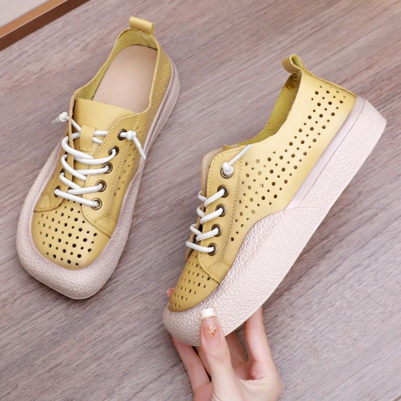 Karoli Dames Vierkante Neus Platform Sneakers - Groen
