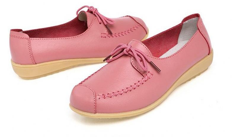 Katalina Dames Platte Leren Instappers - Roze