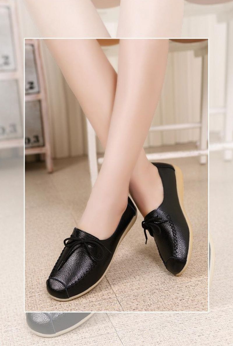 Katalina Dames Platte Leren Instappers - Roze