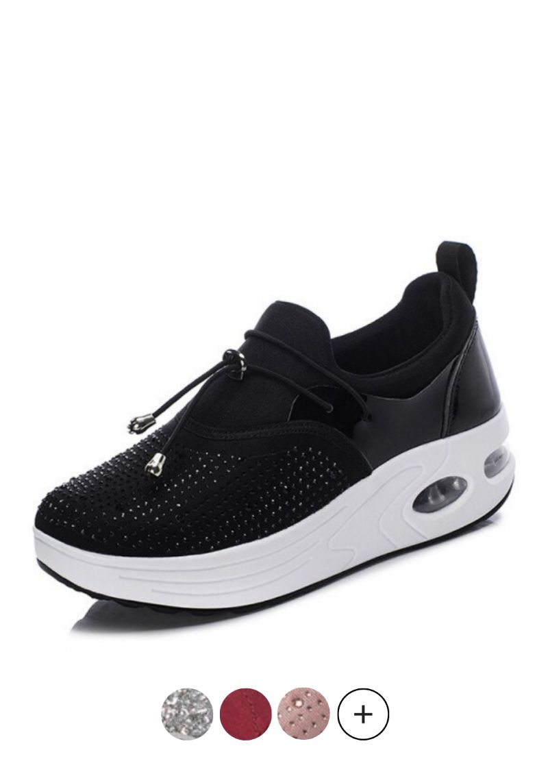 Kautin Dames Platform Comfortabele Sneaker Zwarte Schoenen
