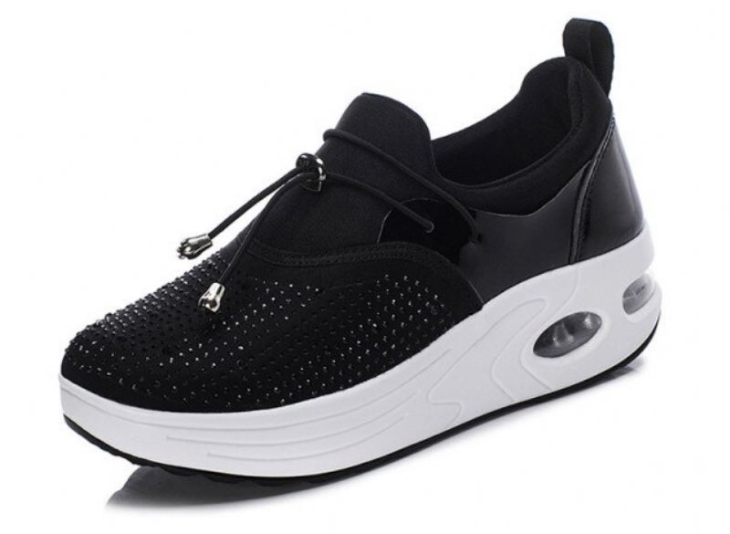 Kautin Dames Platform Comfortabele Sneaker Zwarte Schoenen - Zwart