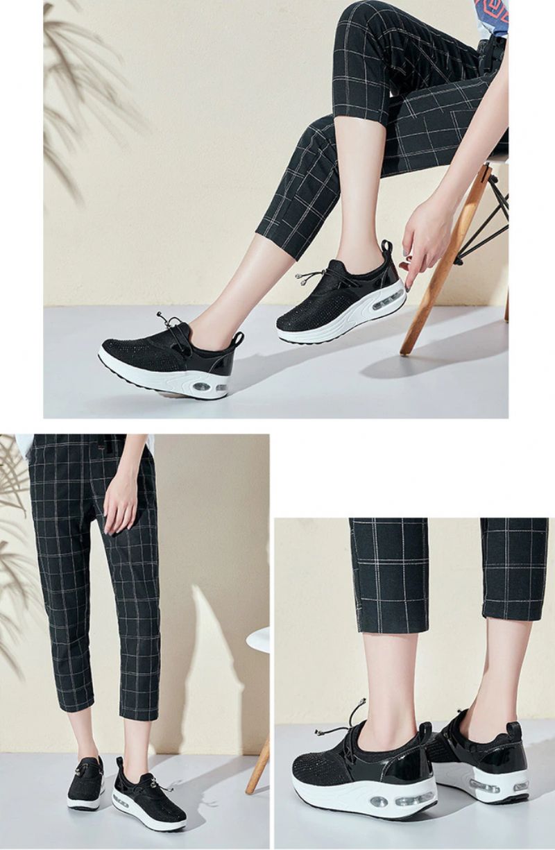 Kautin Dames Platform Comfortabele Sneaker Zwarte Schoenen - Zwart