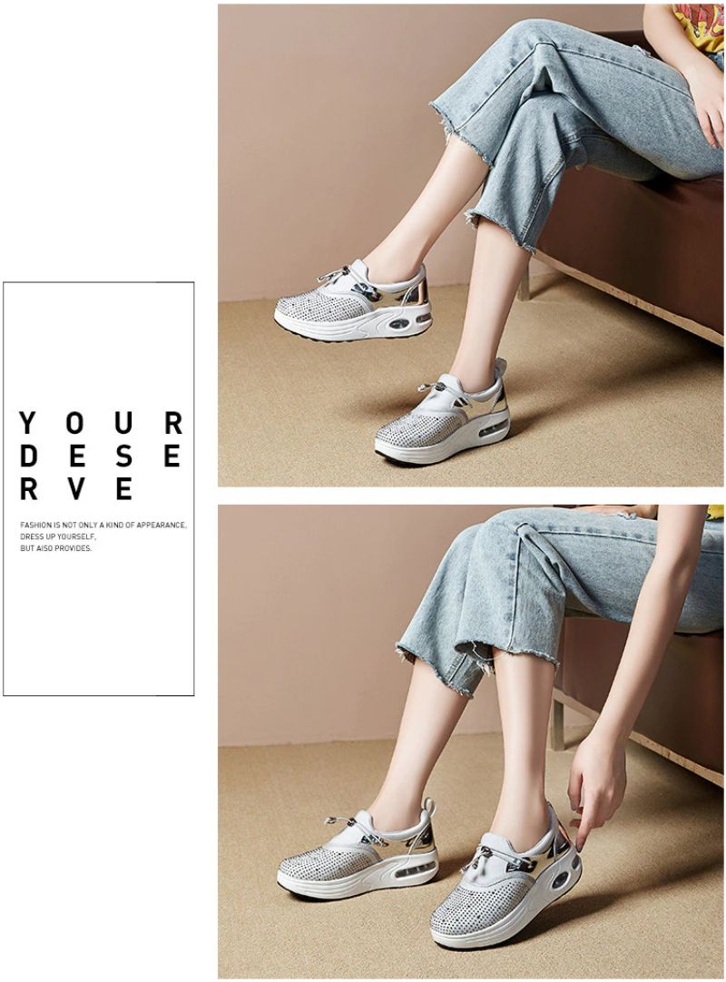 Kautin Dames Platform Comfortabele Sneaker Zwarte Schoenen - Zwart