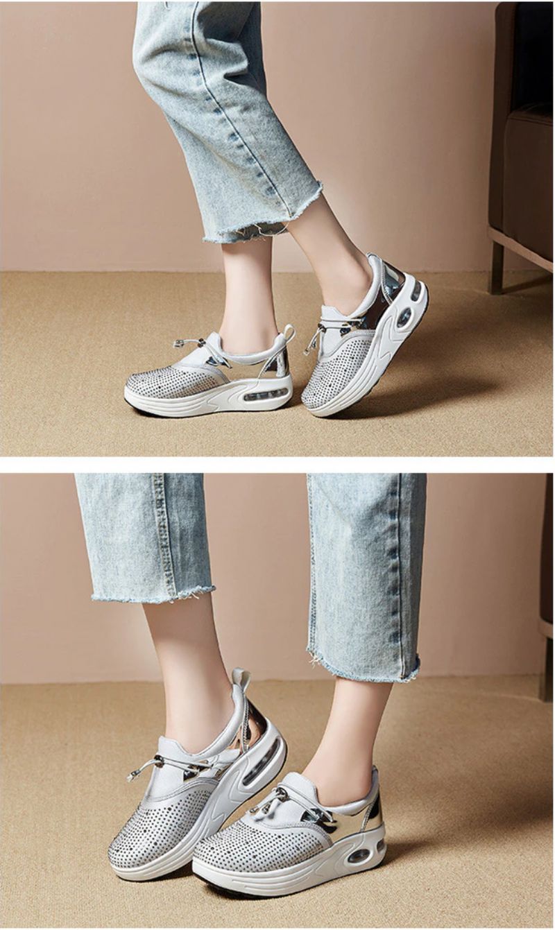 Kautin Dames Platform Comfortabele Sneaker Zwarte Schoenen - Zwart