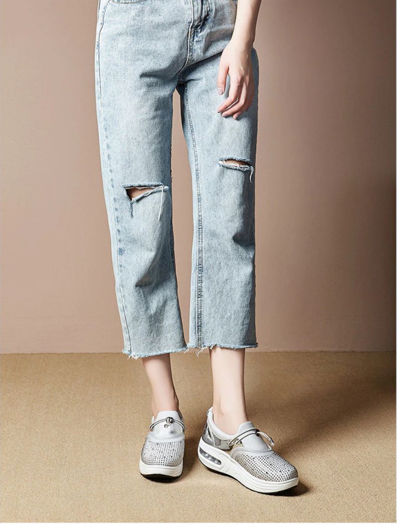 Kautin Dames Platform Comfortabele Sneaker Zwarte Schoenen - Zwart