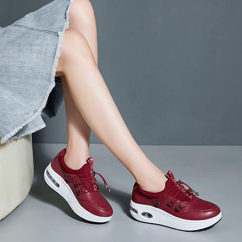 Kautin Dames Platform Comfortabele Sneaker Zwarte Schoenen - Zwart