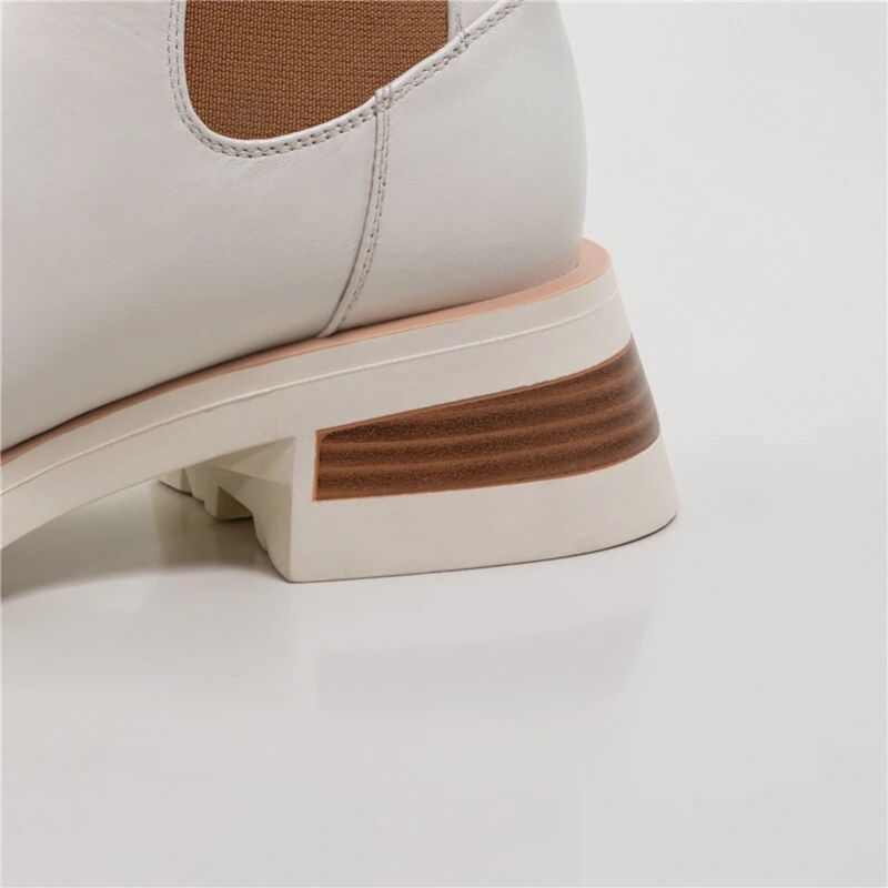 Kenny Dames Platform Chelsea Laarzen - Beige Zonder Bont