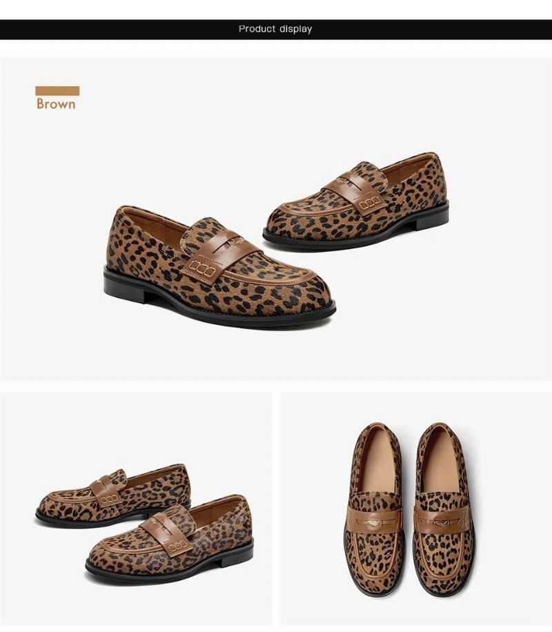 Keny Dames Leren Platte Schoenen Loafers - Bruin