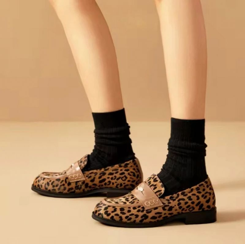 Keny Dames Leren Platte Schoenen Loafers - Bruin