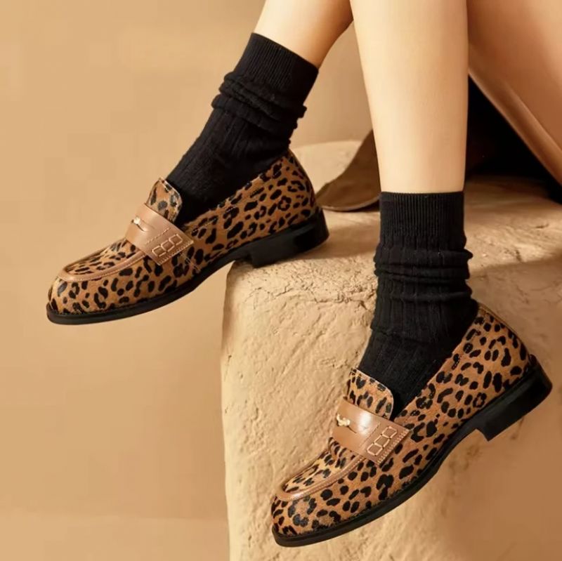 Keny Dames Leren Platte Schoenen Loafers - Bruin