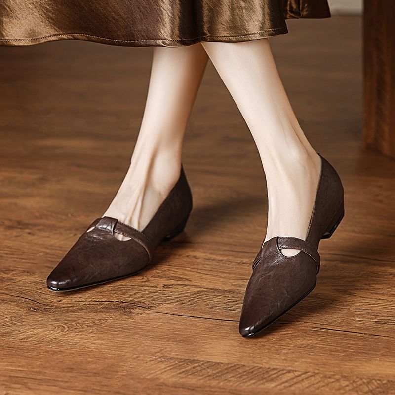 Kiara Dames Platte Schoenen Puntige Casual Pumps - Zwart