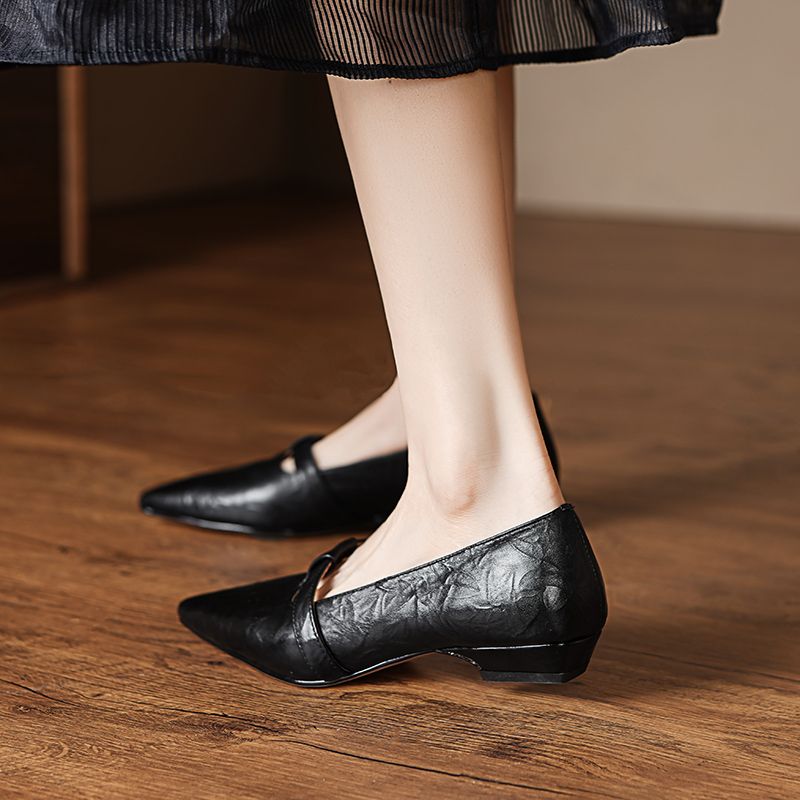 Kiara Dames Platte Schoenen Puntige Casual Pumps - Zwart