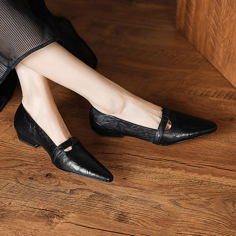Kiara Dames Platte Schoenen Puntige Casual Pumps - Zwart
