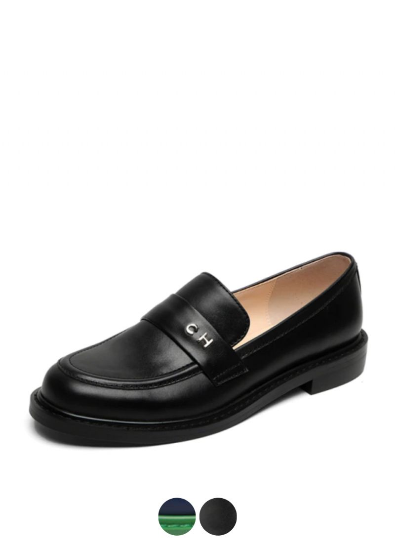 Kimberly Dames Oxford Echt Leren Ronde Neus Platte Zwarte Schoenen