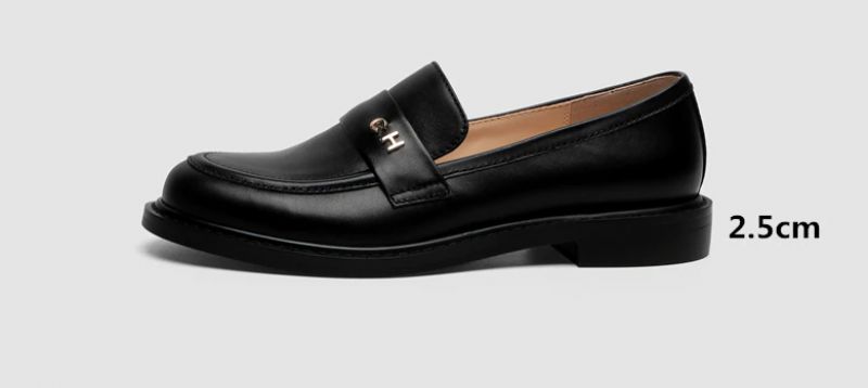 Kimberly Dames Oxford Echt Leren Ronde Neus Platte Zwarte Schoenen - Zwart