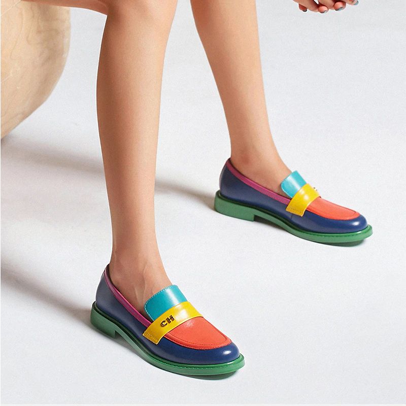 Kimberly Dames Oxford Echt Leren Ronde Neus Platte Zwarte Schoenen - Zwart