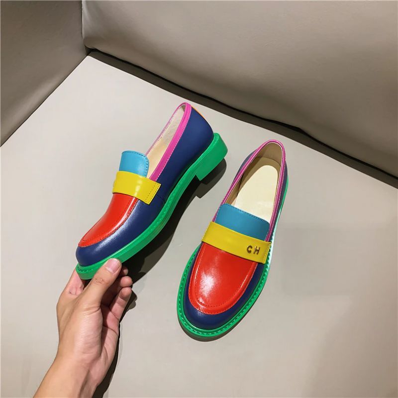 Kimberly Dames Oxford Echt Leren Ronde Neus Platte Zwarte Schoenen - Zwart