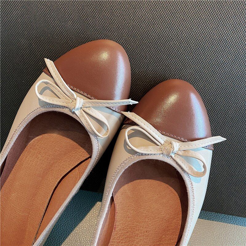 Klara Platte Leren Schoenen Voor Dames - Bruin