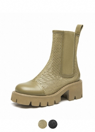 Klein Dames Mesh Platform Leren Laarzen