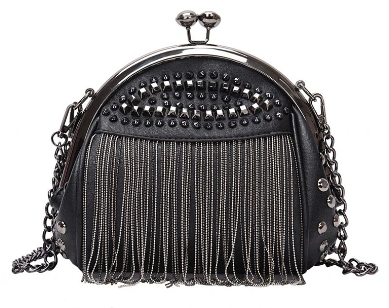 Koala Dames Luxe Handtas Met Kettingen - Zwart