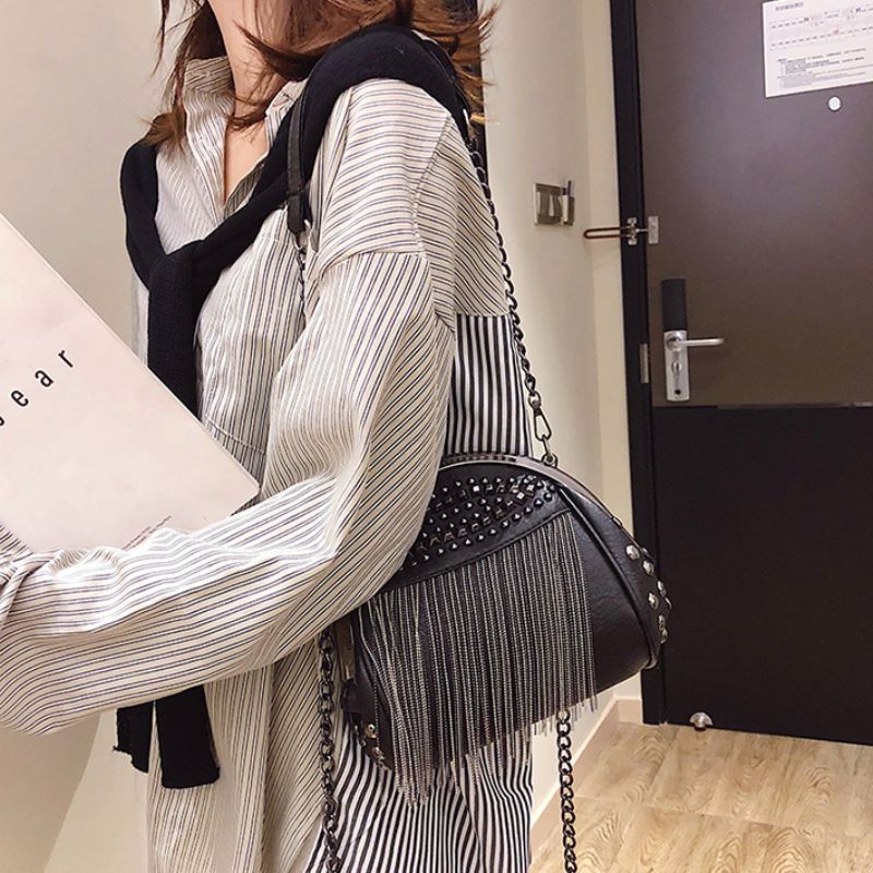 Koala Dames Luxe Handtas Met Kettingen - Zwart