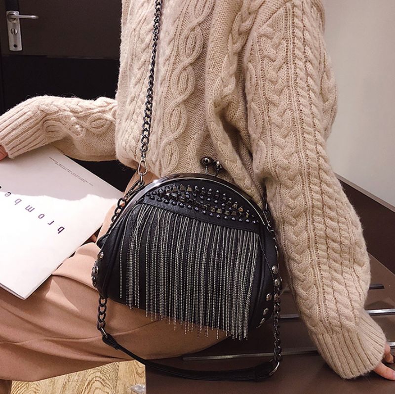 Koala Dames Luxe Handtas Met Kettingen - Zwart