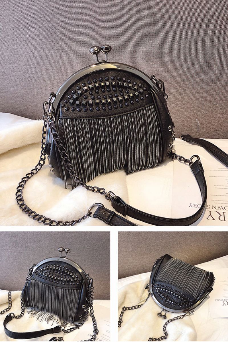 Koala Dames Luxe Handtas Met Kettingen - Zwart