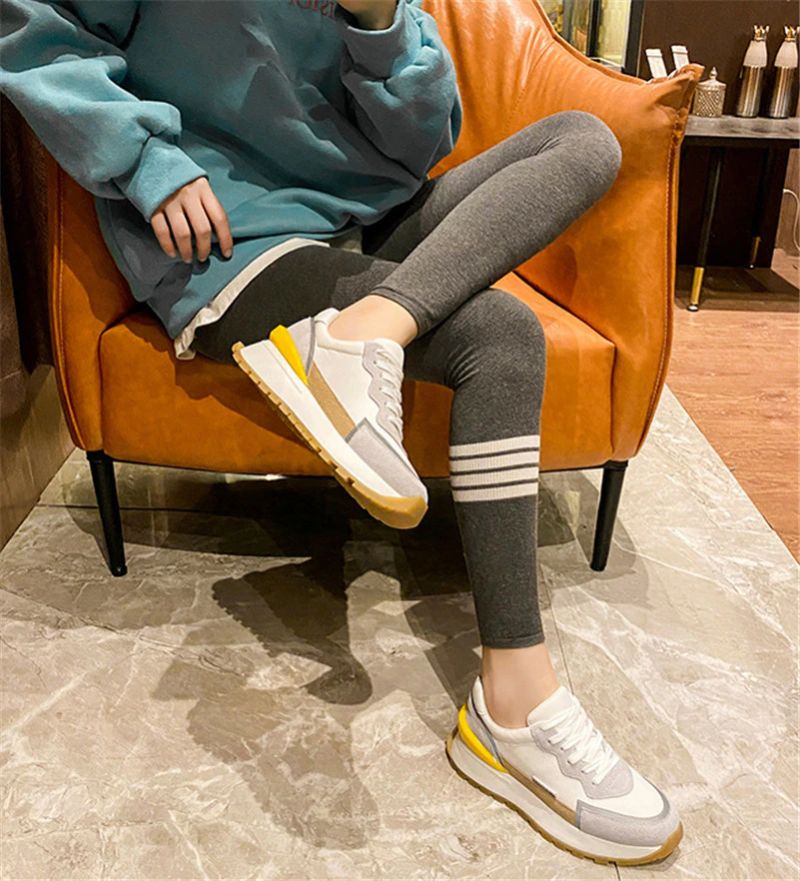 Koby Dames Platte Leren Platform Sneaker - Wit