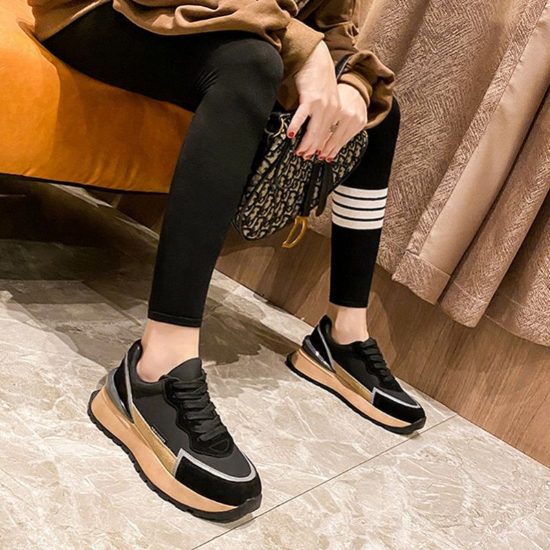 Koby Dames Platte Leren Platform Sneaker - Wit
