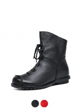 Koko Vintage Stijl Echte Leren Zwarte Laarzen Voor Dames