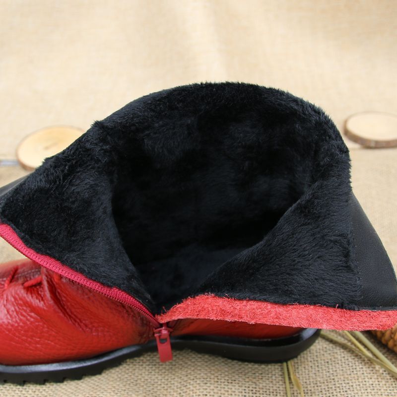Koko Vintage Stijl Echte Leren Zwarte Laarzen Voor Dames - Zwart