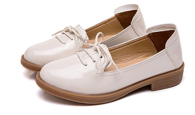 Kymi Dames Casual Leren Loafer Schoenen - Beige