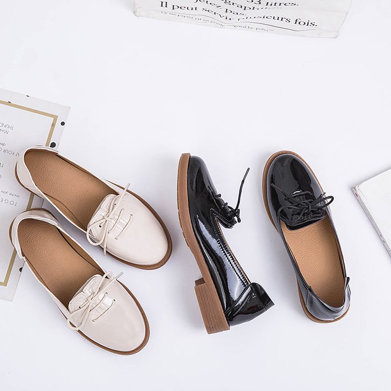 Kymi Dames Casual Leren Loafer Schoenen - Beige