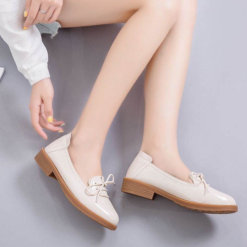 Kymi Dames Casual Leren Loafer Schoenen - Beige