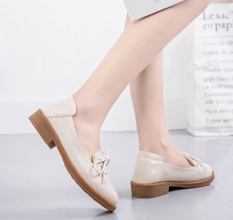 Kymi Dames Casual Leren Loafer Schoenen - Beige