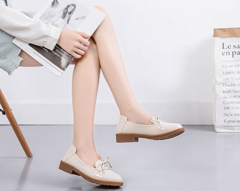 Kymi Dames Casual Leren Loafer Schoenen - Beige