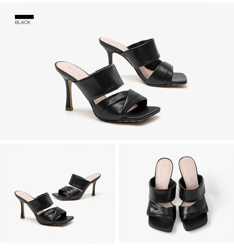 Lameda Dames Leren Hoge Hak Sandalen - Zwart