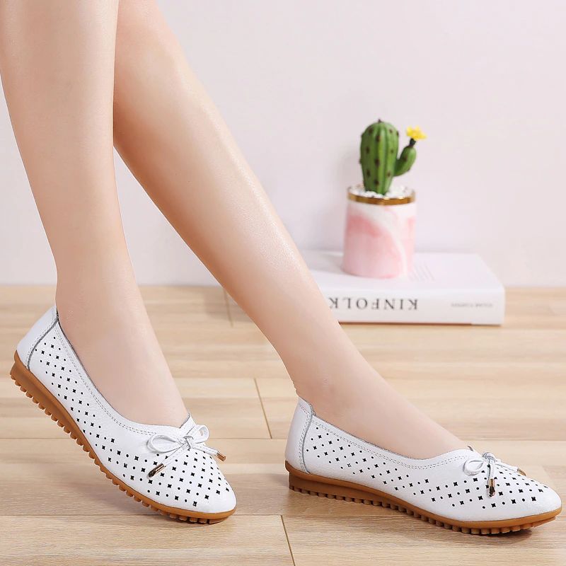 Lameth Leren Balletschoenen Voor Dames - Zwart