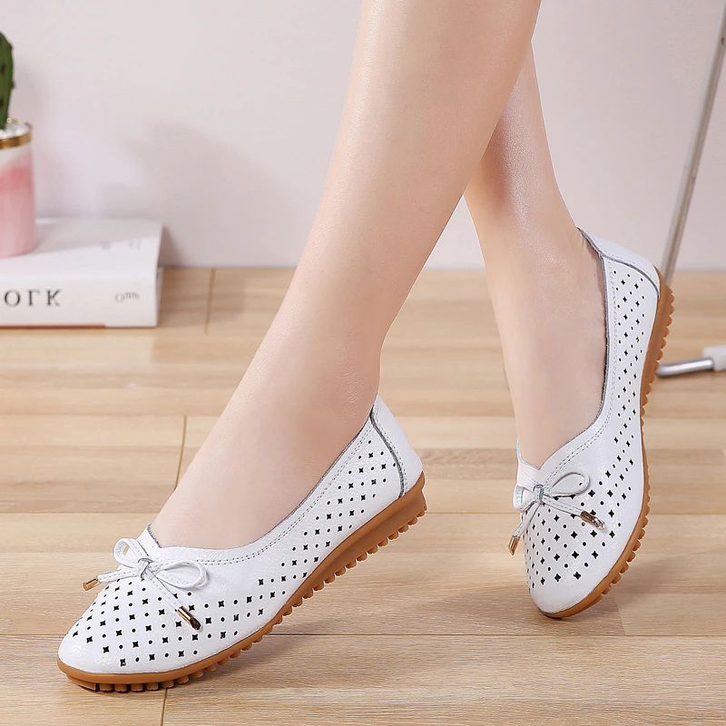 Lameth Leren Balletschoenen Voor Dames - Zwart