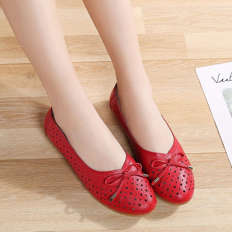Lameth Leren Balletschoenen Voor Dames - Zwart