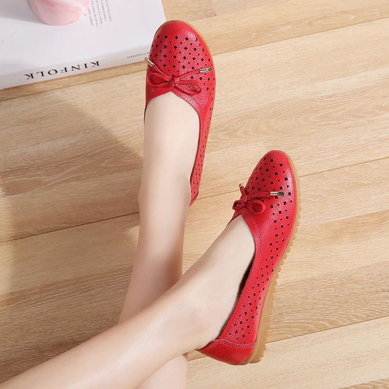 Lameth Leren Balletschoenen Voor Dames - Zwart