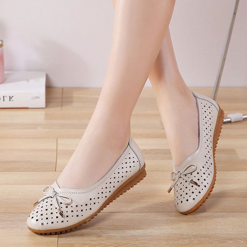 Lameth Leren Balletschoenen Voor Dames - Zwart