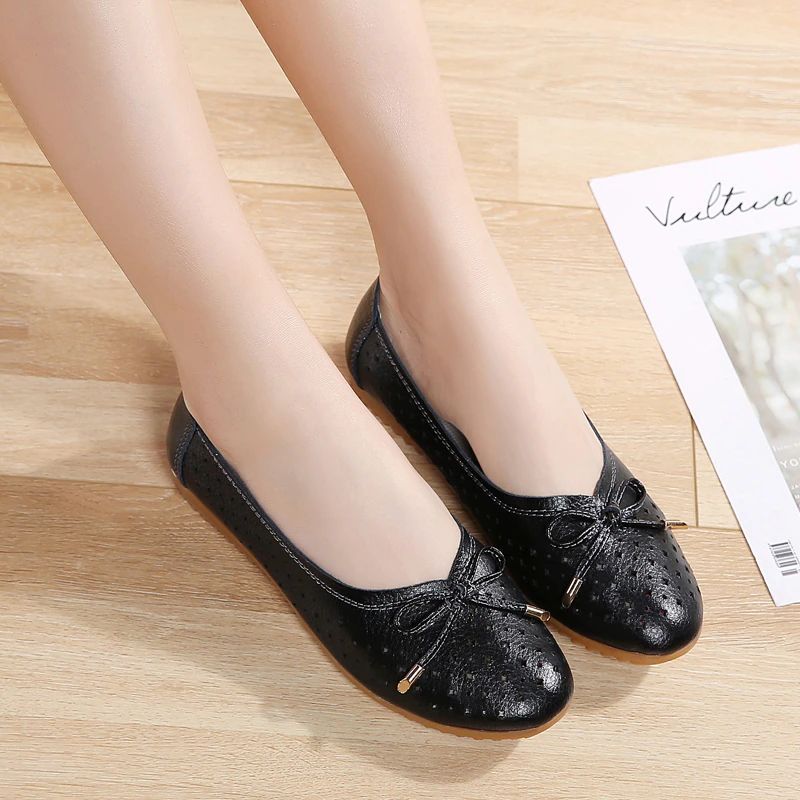 Lameth Leren Balletschoenen Voor Dames - Zwart