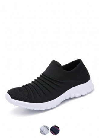 Lanet Dames Ademende Comfortabele Slip-on Loafers Zwarte Schoenen