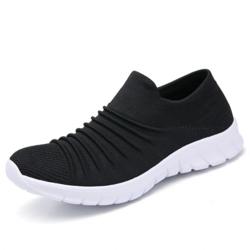 Lanet Dames Ademende Comfortabele Slip-on Loafers Zwarte Schoenen - Zwart