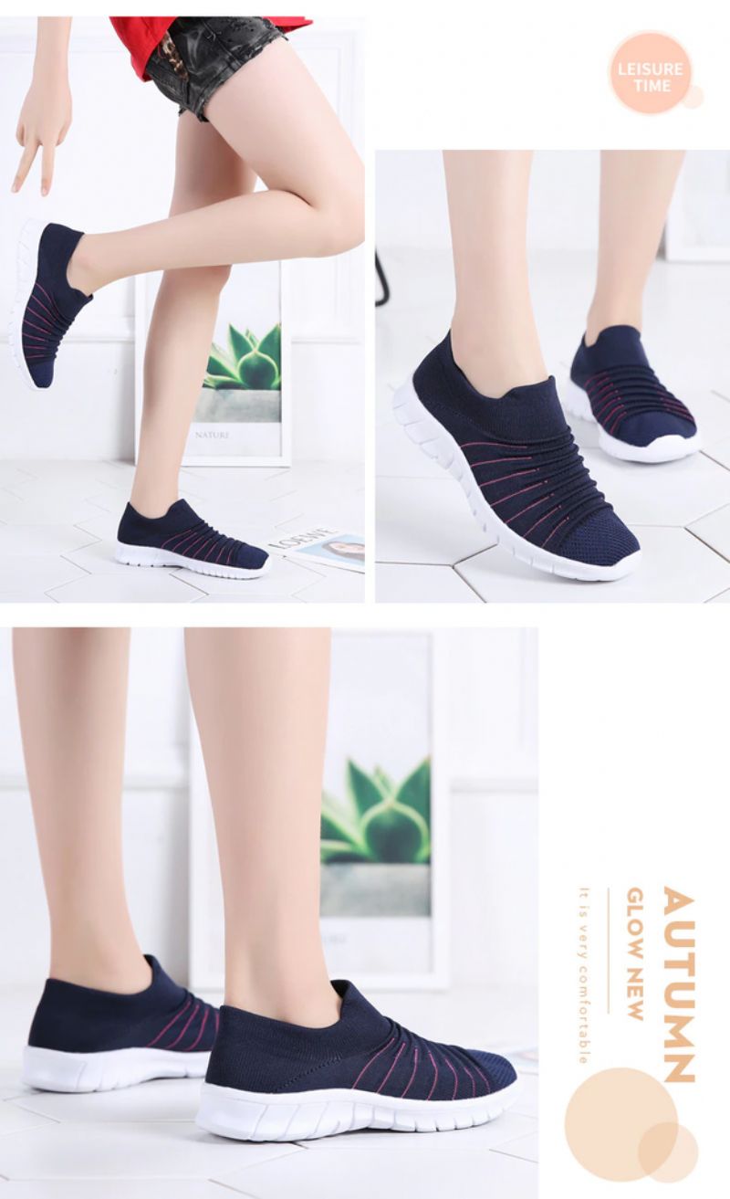 Lanet Dames Ademende Comfortabele Slip-on Loafers Zwarte Schoenen - Zwart