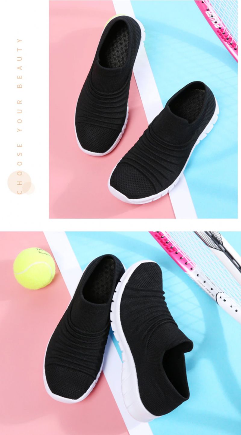Lanet Dames Ademende Comfortabele Slip-on Loafers Zwarte Schoenen - Zwart