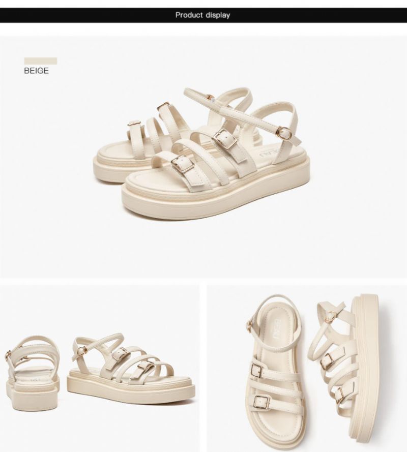 Lary Dames Platform Sandaal - Beige